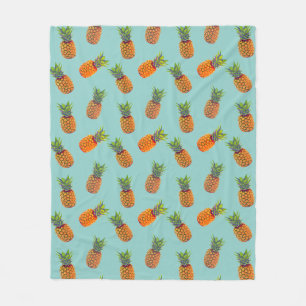 Ananas-Früchte auf Aquamarin Fleecedecke