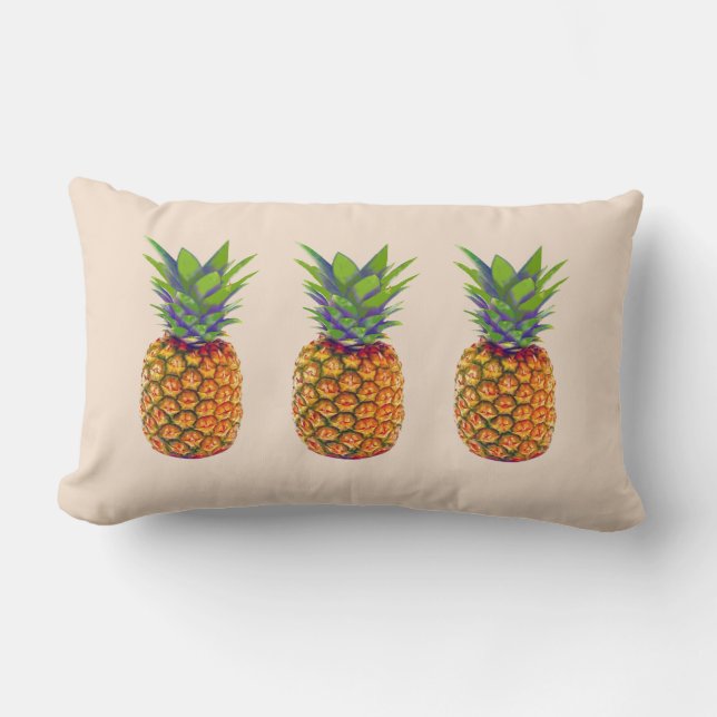 Ananas Früchte auf leichtem Beige Lumbalkissen Lendenkissen (Vorderseite)