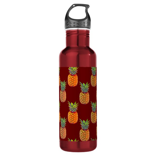 Ananas-Früchte auf Rot Edelstahlflasche (Vorderseite)