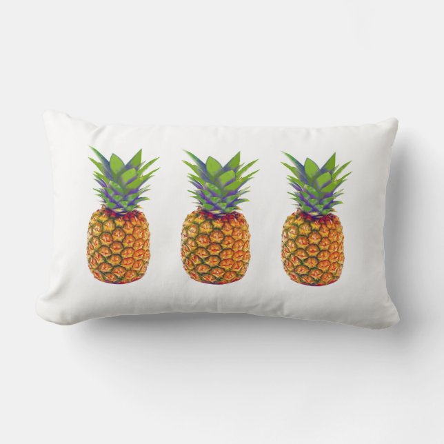 Ananas Früchte auf weißem Lumbalkissen Lendenkissen (Vorderseite)