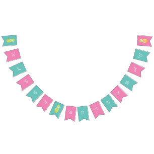 Ananas Früchte Rosa Happy Birthday Girlande Flagge