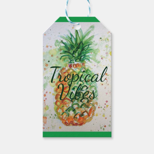Ananas Fruchtfutter tropische Früchte Orange Limon Geschenkanhänger (Vorderseite)