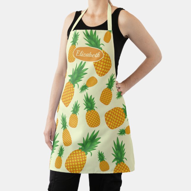 Ananas Fruchtmuster Illustration & Individuelle Na Schürze (InSitu)