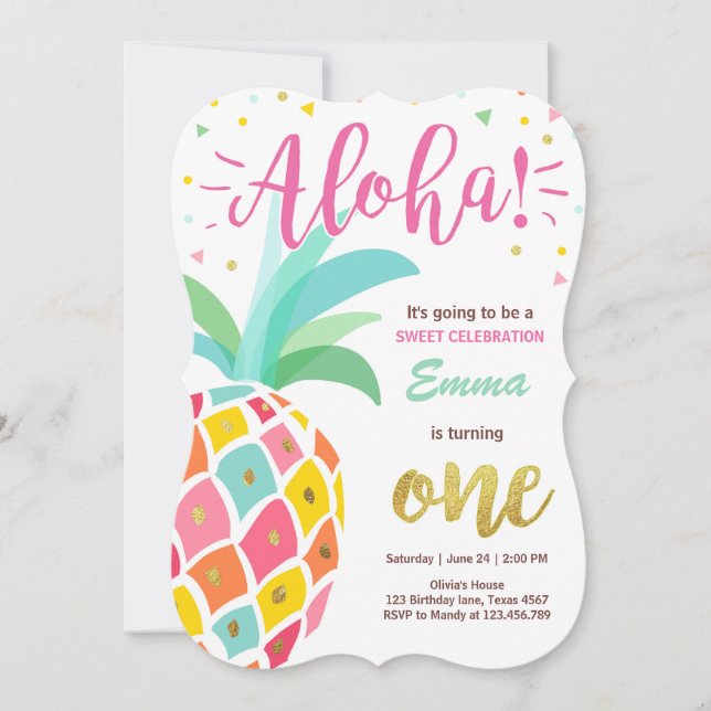 Ananas Geburtstagseinladung Tropical Luau Hawaii Einladung (Vorderseite)