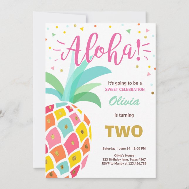 Ananas Geburtstagseinladung Tropical Luau Hawaii Einladung (Vorderseite)