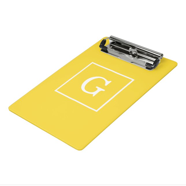 Ananas, gelb, Gerahmt, Anfangsmonogramm Mini Klemmbrett (Gewinkelt3)