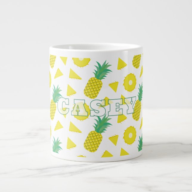 Ananas Gelb Grüne Frucht Muster Modern Jumbo-Tasse (Vorderseite)