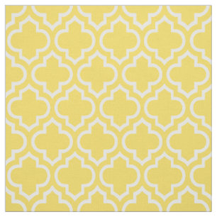 Ananas Gelb, weißes marokkanisches Quatrefolie #6 Stoff