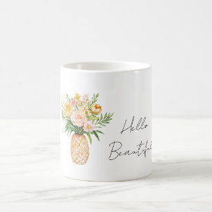 Ananas Gelbe Rosa Blumen Hallo Schön Kaffeetasse