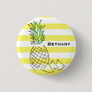 Ananas Gelbe Streifen Sommer Personalisiert Button