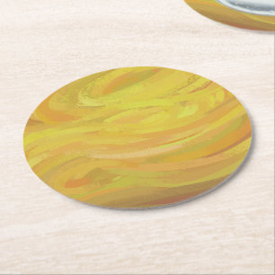 Ananas Gelber Swirl Runder Pappuntersetzer