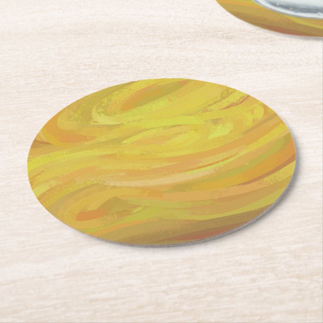 Ananas Gelber Swirl Runder Pappuntersetzer (Angewinkelt)