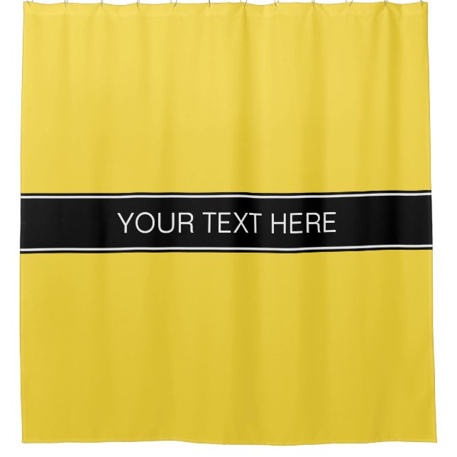 Ananas Gelbes Schwarzes Ribbon Name Monogramm Duschvorhang (Vorderseite)