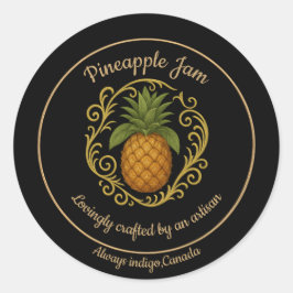 Ananas‑Glanz – Handgemachtes Marm Runder Aufkleber