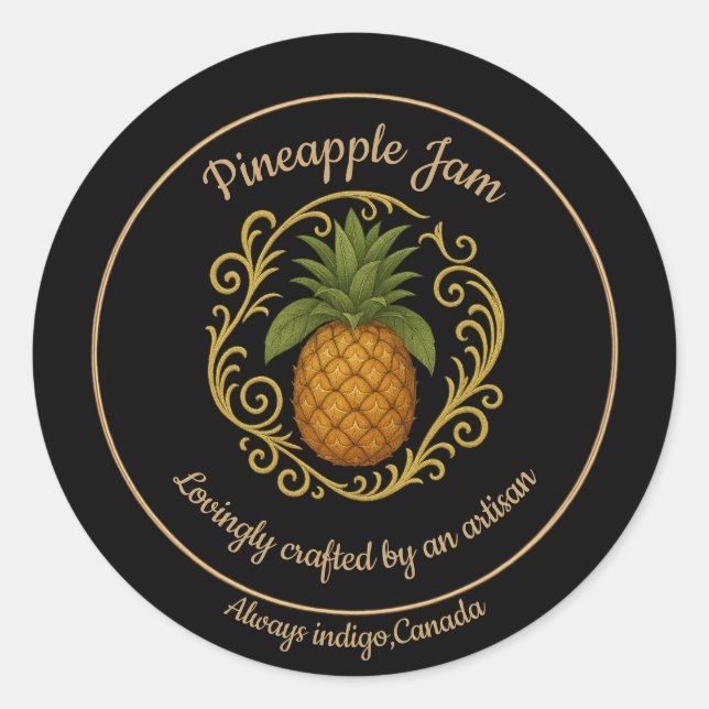 Ananas‑Glanz – Handgemachtes Marm Runder Aufkleber (Vorderseite)