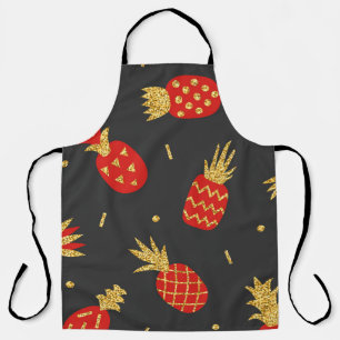 Ananas, Glitzer, schwarzer Hintergrund. Schürze