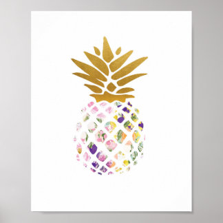 Ananas - Gold - Blumen Poster