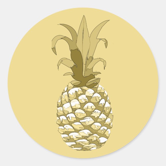 Ananas Gold-ID239 Runder Aufkleber (Vorderseite)