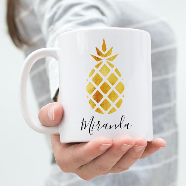 Ananas-Goldschrift Kaffeetasse (Von Creator hochgeladen)