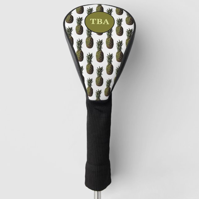 Ananas Golf Head Cover - Personalisiertes Monogram Headcover (Vorderseite)