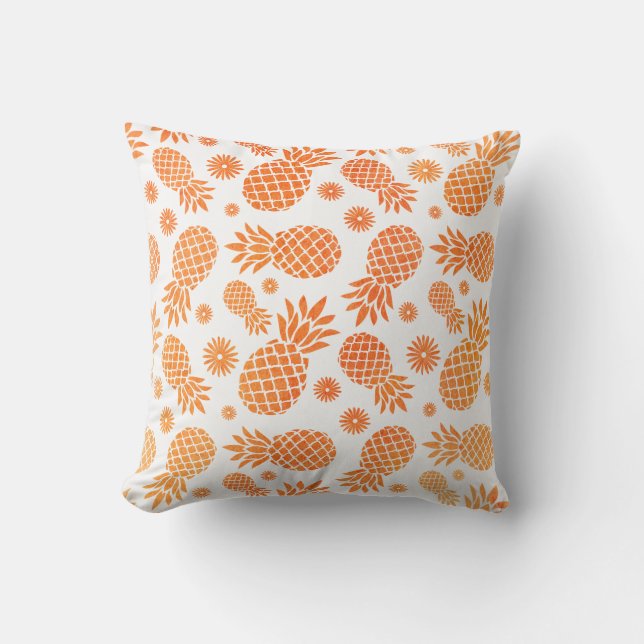 Ananas-Grafik mit Blume tropisches Kissen (Vorderseite)