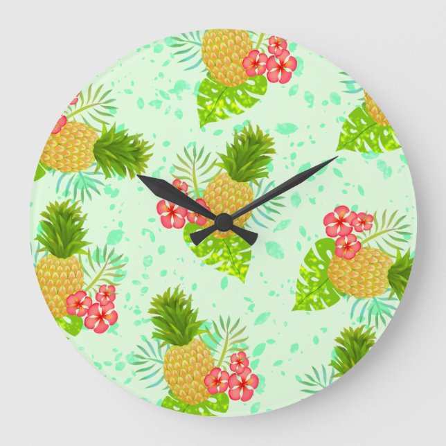 Ananas grün große wanduhr (Vorderseite)