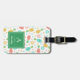 Ananas| Grüne Monogramm Gepäckanhänger
