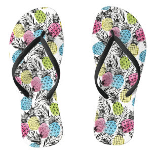 Ananas Grunge Palms Flip Flops