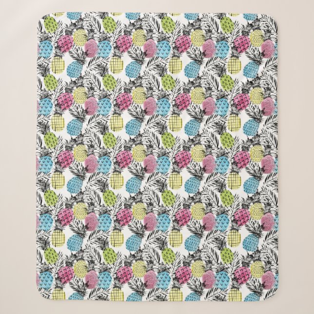 Ananas Grunge Palms Sherpadecke (Vorderseite)