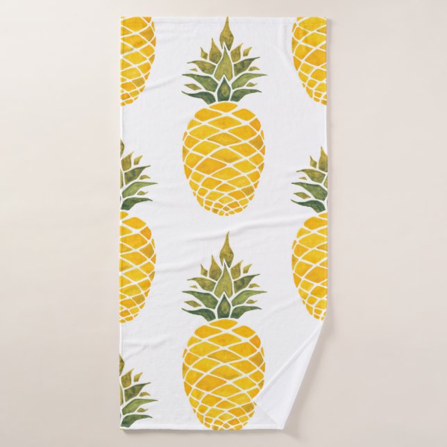 Ananas. Handgemalte Aquarellbilder w Badehandtuch (Badehandtuch)
