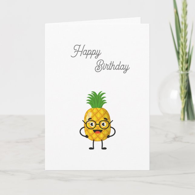 Ananas Happy Birthday Card Dankeskarte (Vorderseite)