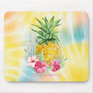 Ananas, Hibiskus-Wasserfarbe-Regenbogen-Tie Dye  Mousepad