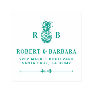 Ananas | Hochzeitsinitials - Rücksendeadresse Permastempel