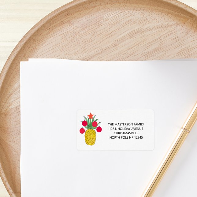 Ananas Holiday Party Weihnachten Adressaufkleber (Von Creator hochgeladen)