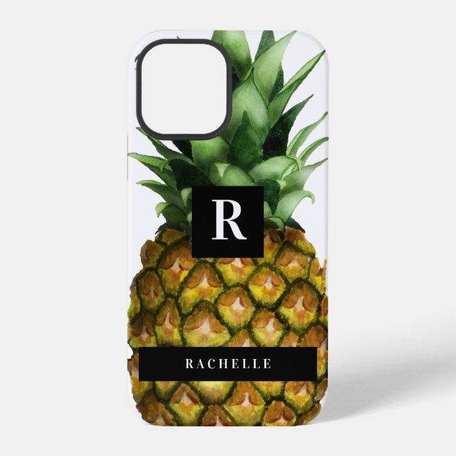 Ananas & Ihr Name & Monogramm iPhone 12 Pro Hülle (Rückseite)