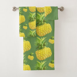 Ananas-Illustration Badhandtuch Set