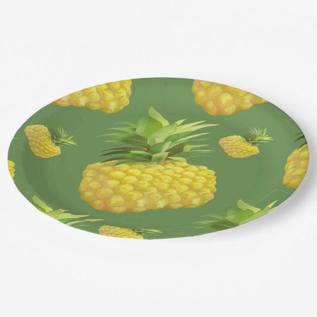 Ananas-Illustration Pappteller (Schrägansicht)