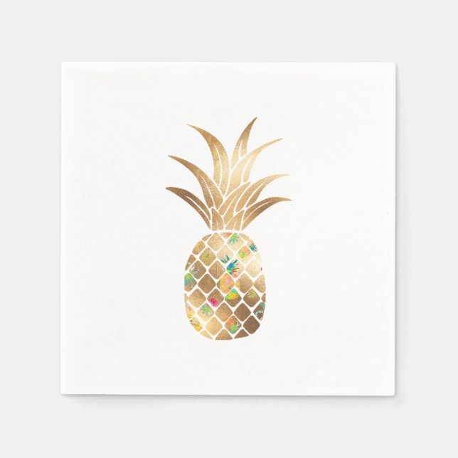 Ananas, Imitate Gold+Collage Serviette (Vorderseite)