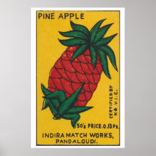 Ananas - Impression Boîte d'Allumettes - Inde Art 