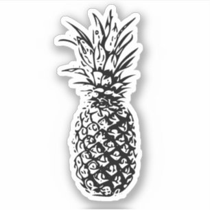 Ananas in schwarz-weiß-weiß oder weiß aufkleber
