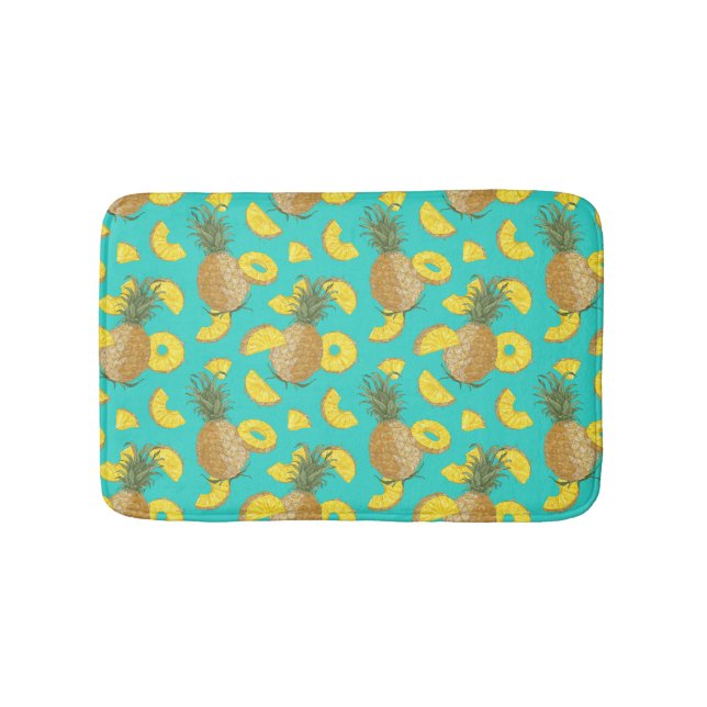 Ananas in türkisfarbener Farbe Badematte (Vorderseite)