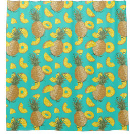 Ananas in türkisfarbener Farbe Duschvorhang