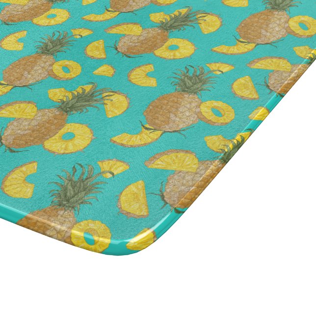 Ananas in türkisfarbener Farbe Schneidebrett (Ecke)