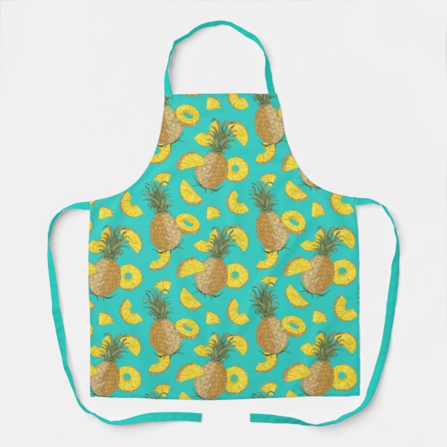 Ananas in türkisfarbener Farbe Schürze (Vorderseite)