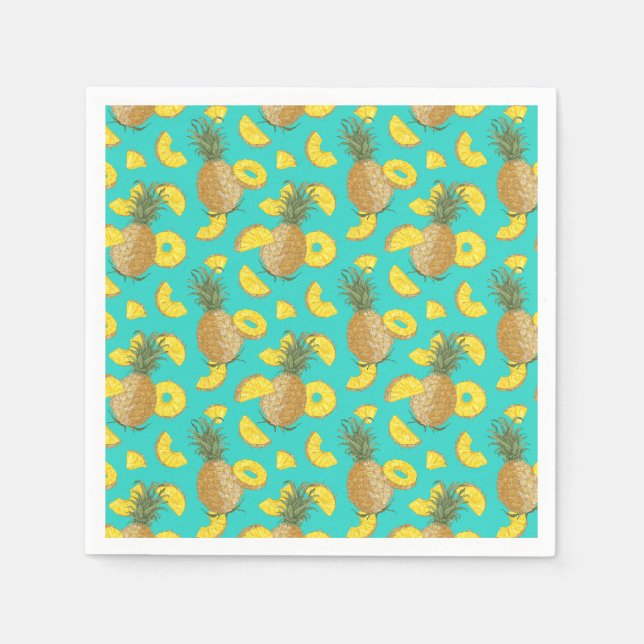 Ananas in türkisfarbener Farbe Serviette (Vorderseite)