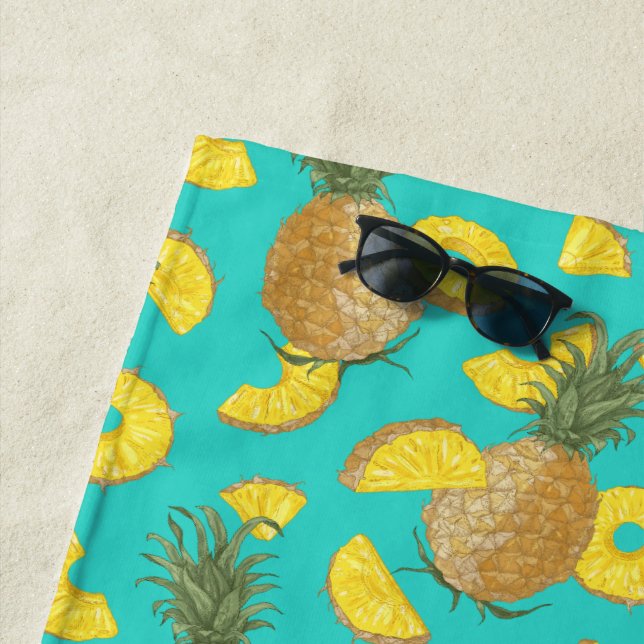 Ananas in türkisfarbener Farbe Strandtuch (Beispiel)