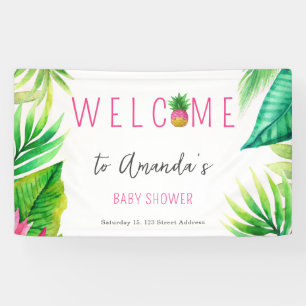 Ananas Jungle Schnuller Pink Girl Baby Dusche Banner