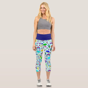 Ananas Kaktus Regenbogen Monstera Doodle Capri Leggings