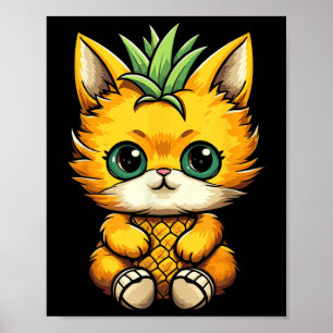Ananas Katze Frucht Hallo Sommer Urlaub Katze Lieb Poster