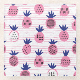 Ananas-Kinderdesign, Vintages Muster. Glasuntersetzer